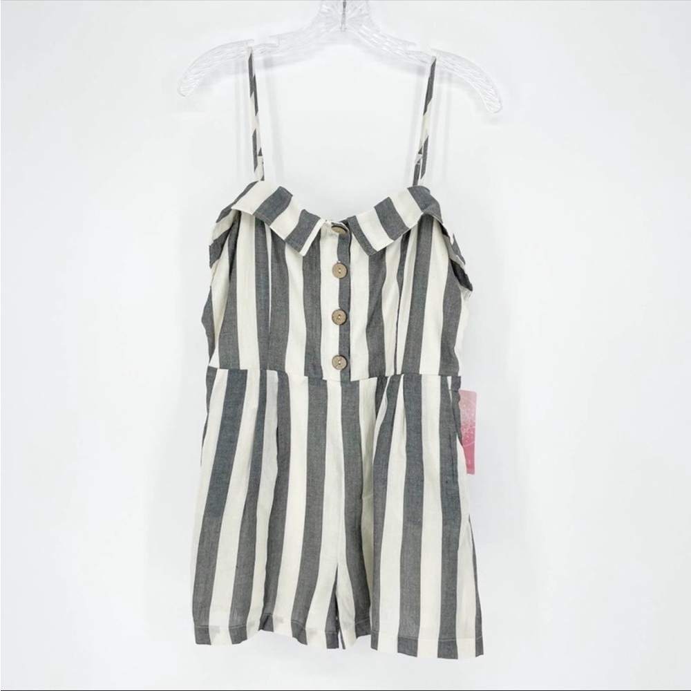 Boutique Fashion On Earth Sleeveless Stripe Cotton Romper Size Large